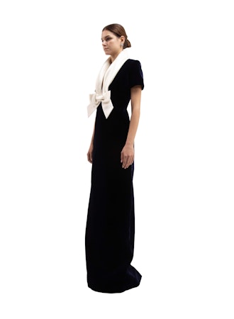 RUNWAY BOW DRESS LONG - SILK VELVET