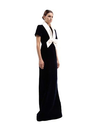 RUNWAY BOW DRESS LONG - SILK VELVET