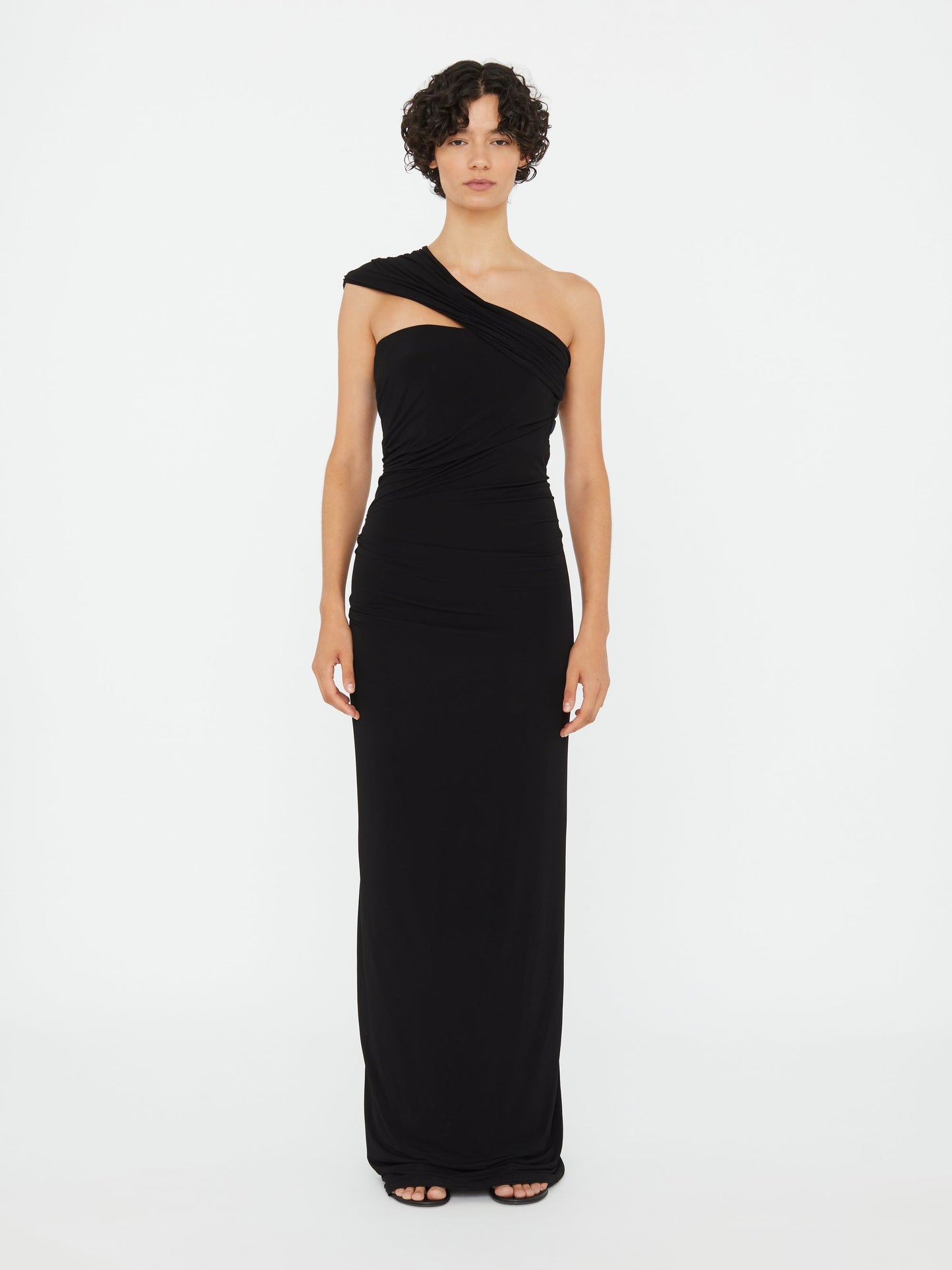 BEACH GLASS DRAPED JERSEY STRAPLESS DRESS