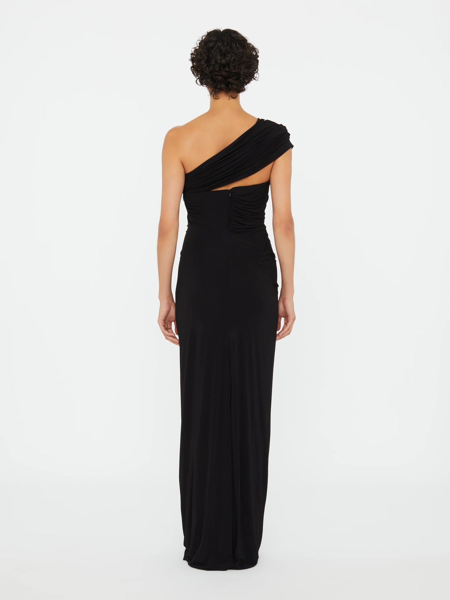BEACH GLASS DRAPED JERSEY STRAPLESS DRESS