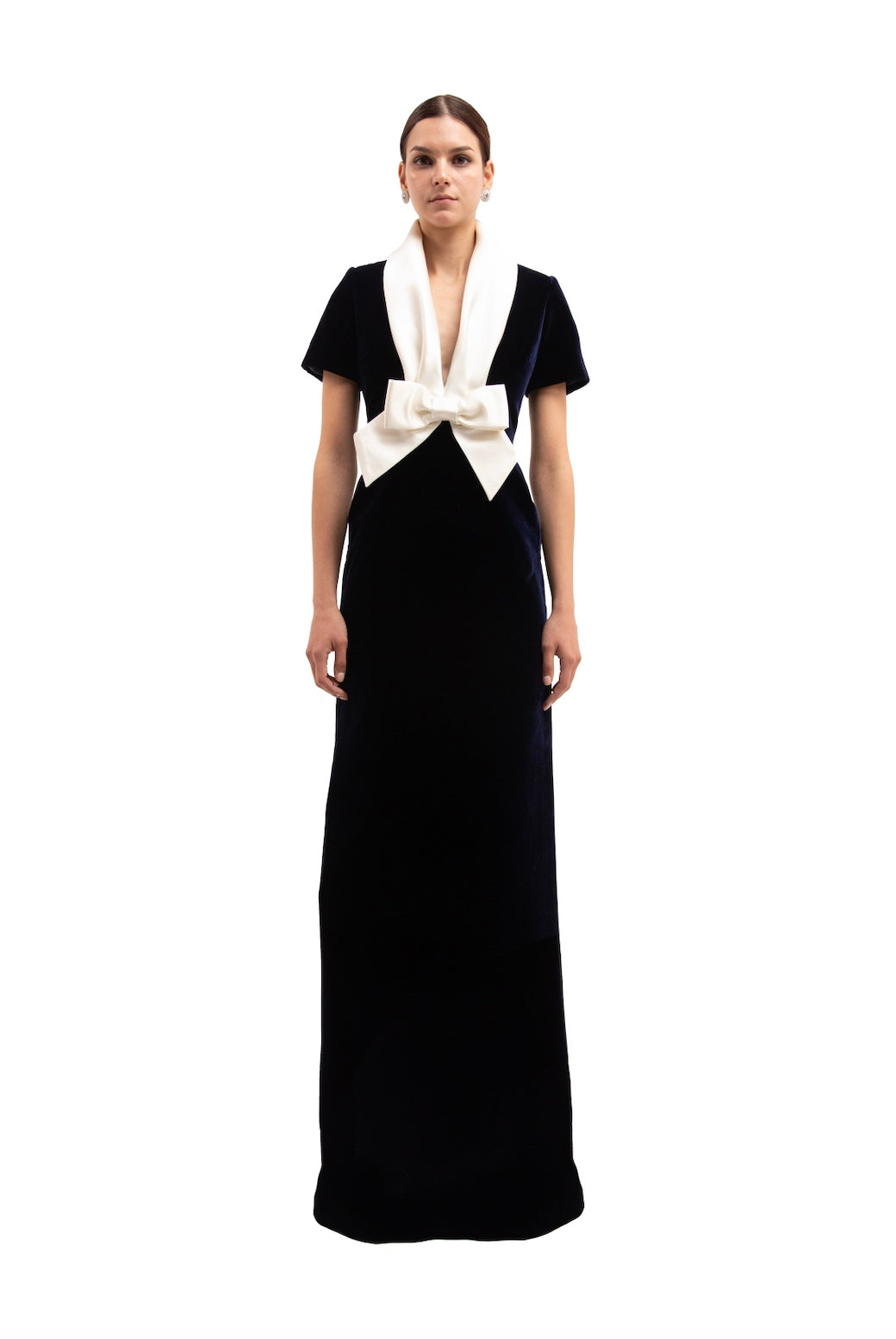 RUNWAY BOW DRESS LONG - SILK VELVET
