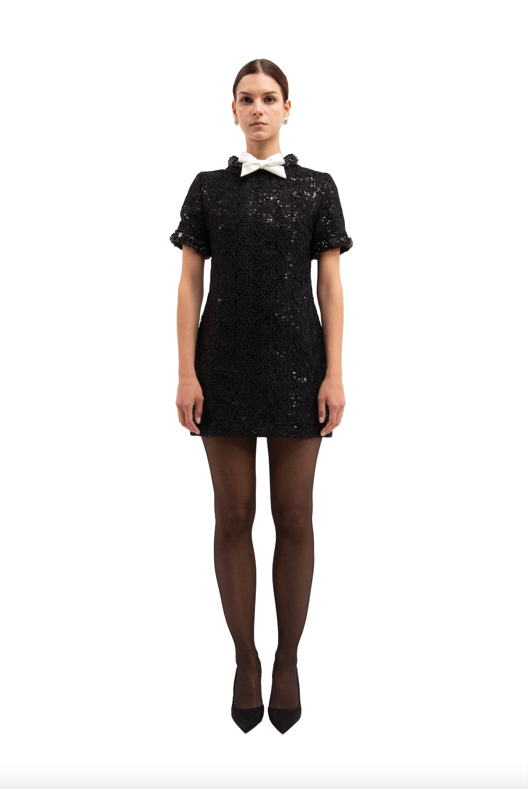 SHORT REVI DRESS - BLACK & BOW