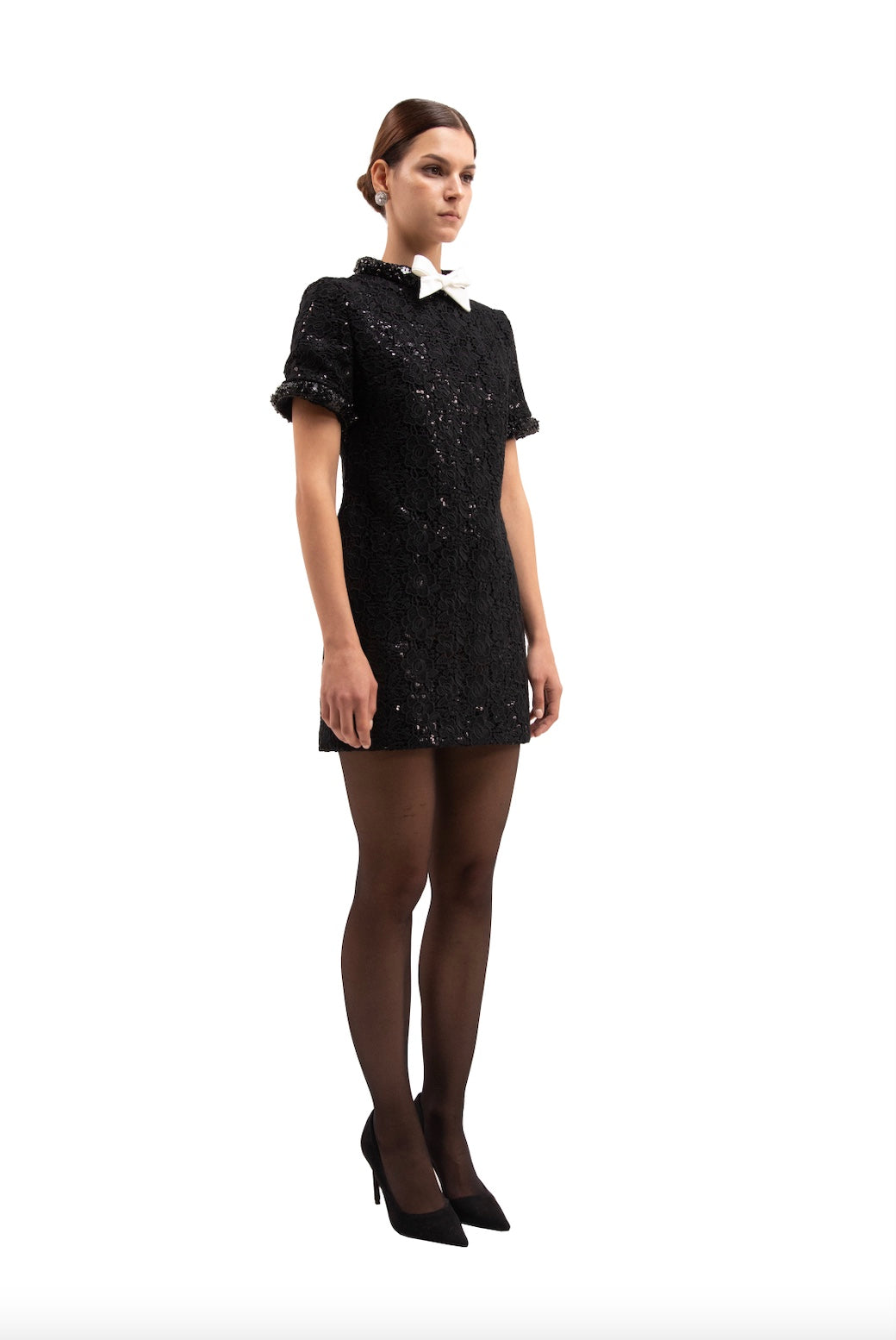 SHORT REVI DRESS - BLACK & BOW