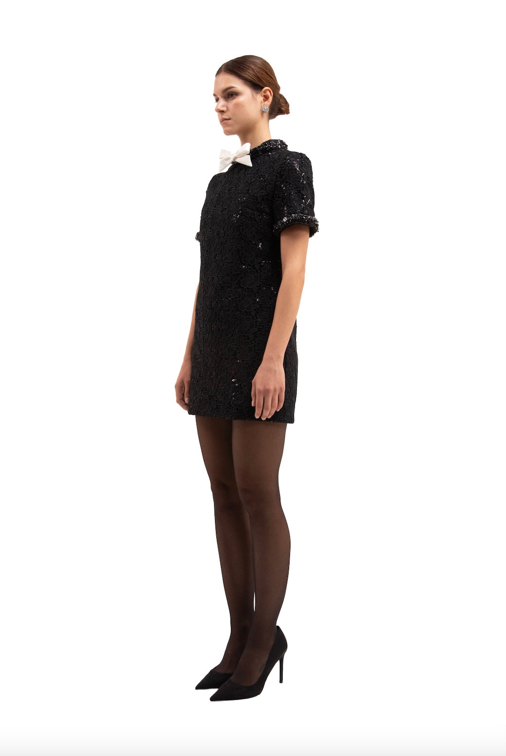 SHORT REVI DRESS - BLACK & BOW