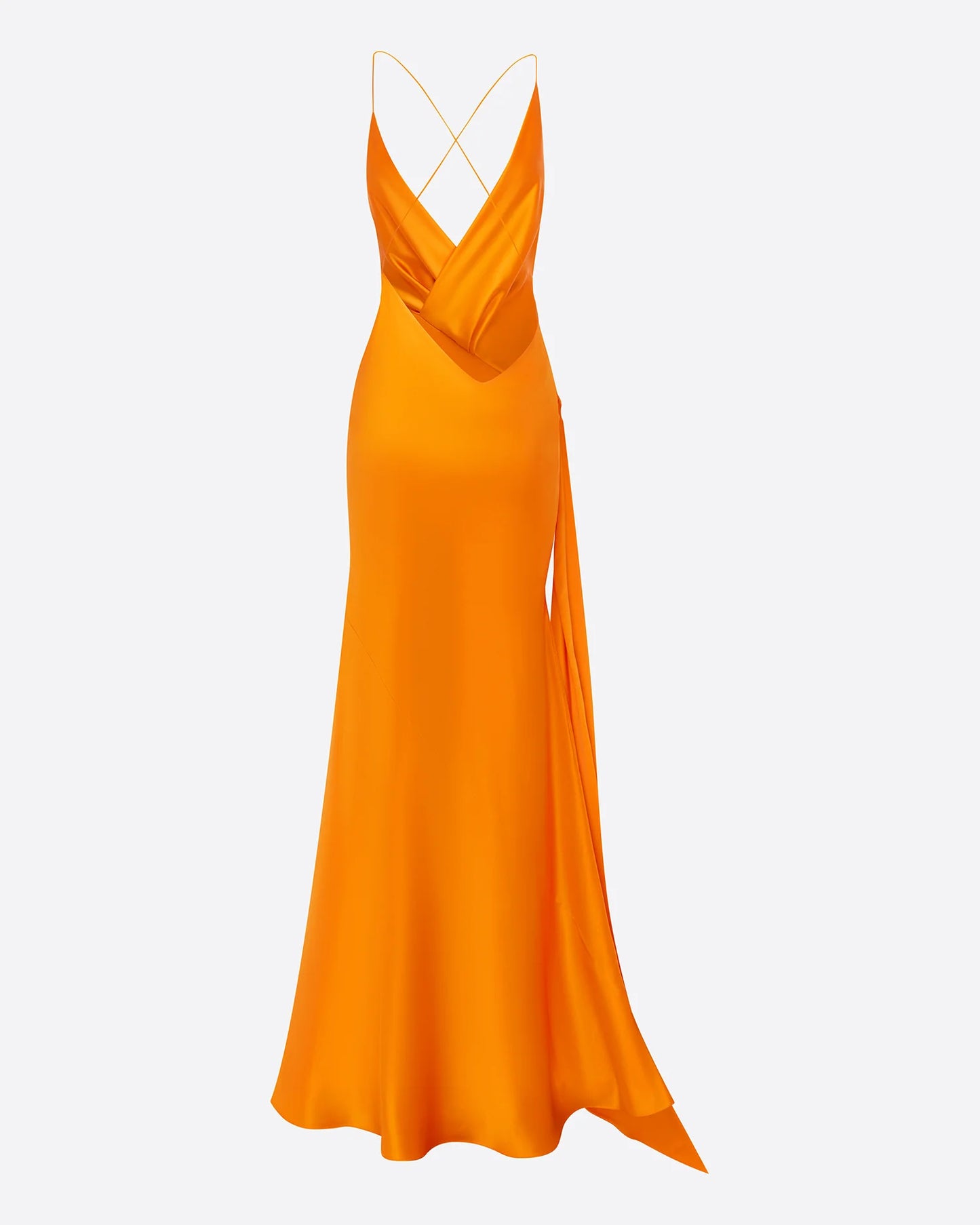 BIKINI WRAP ASYMMETRIC GOWN W/ SASH IN SILK SATIN