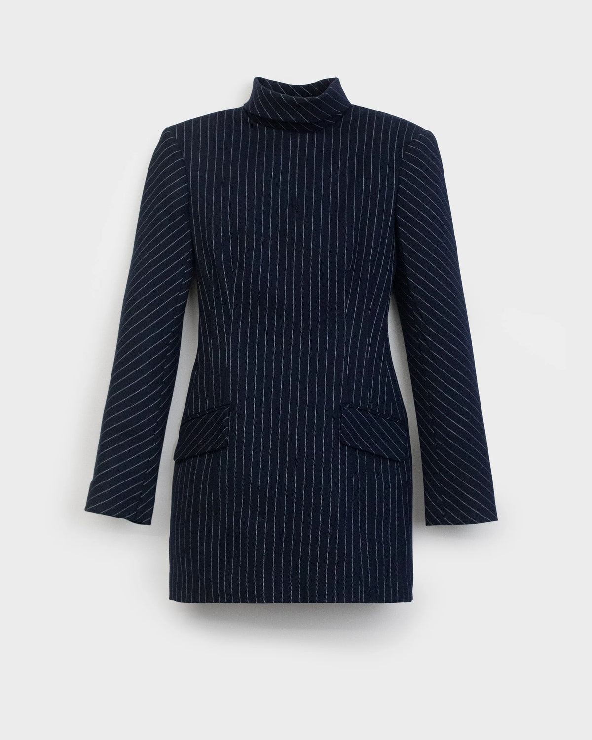 THE TONY DRESS IN NAVY PINSTRIPE