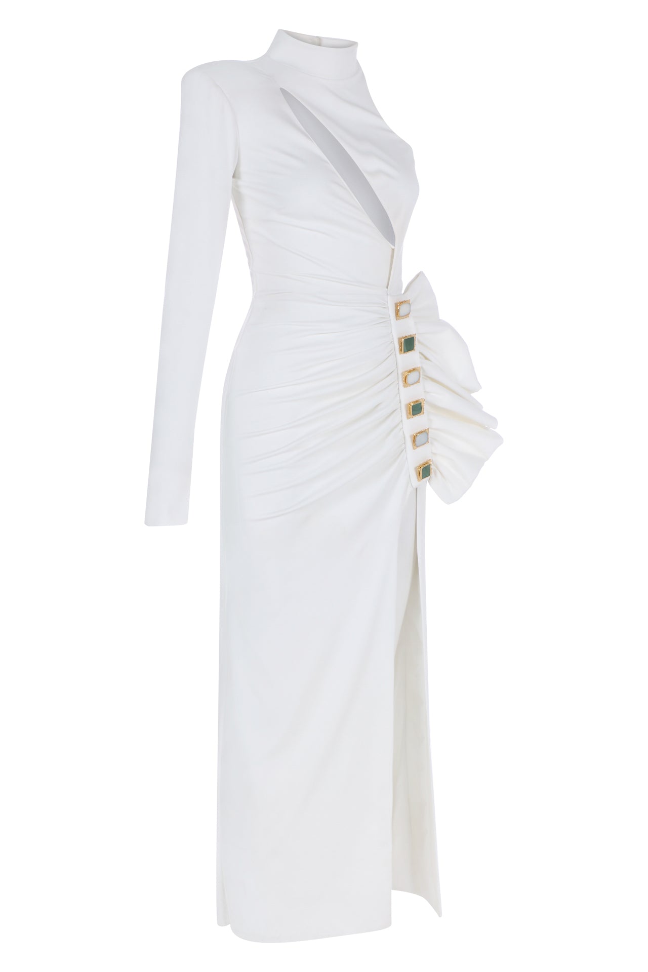 HIGH NECK ONE SHOULDER DRESS