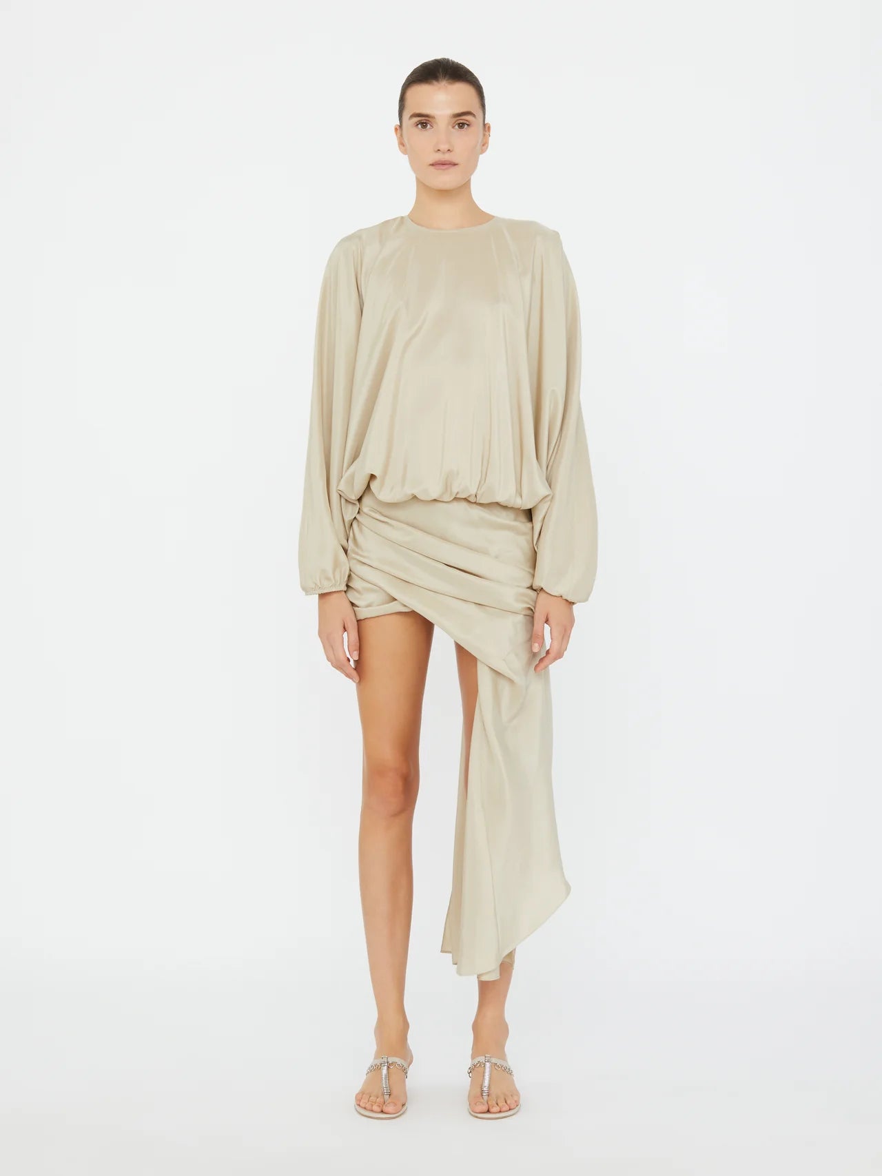 PARACHUTE SILK DRAPE MINI DRESS