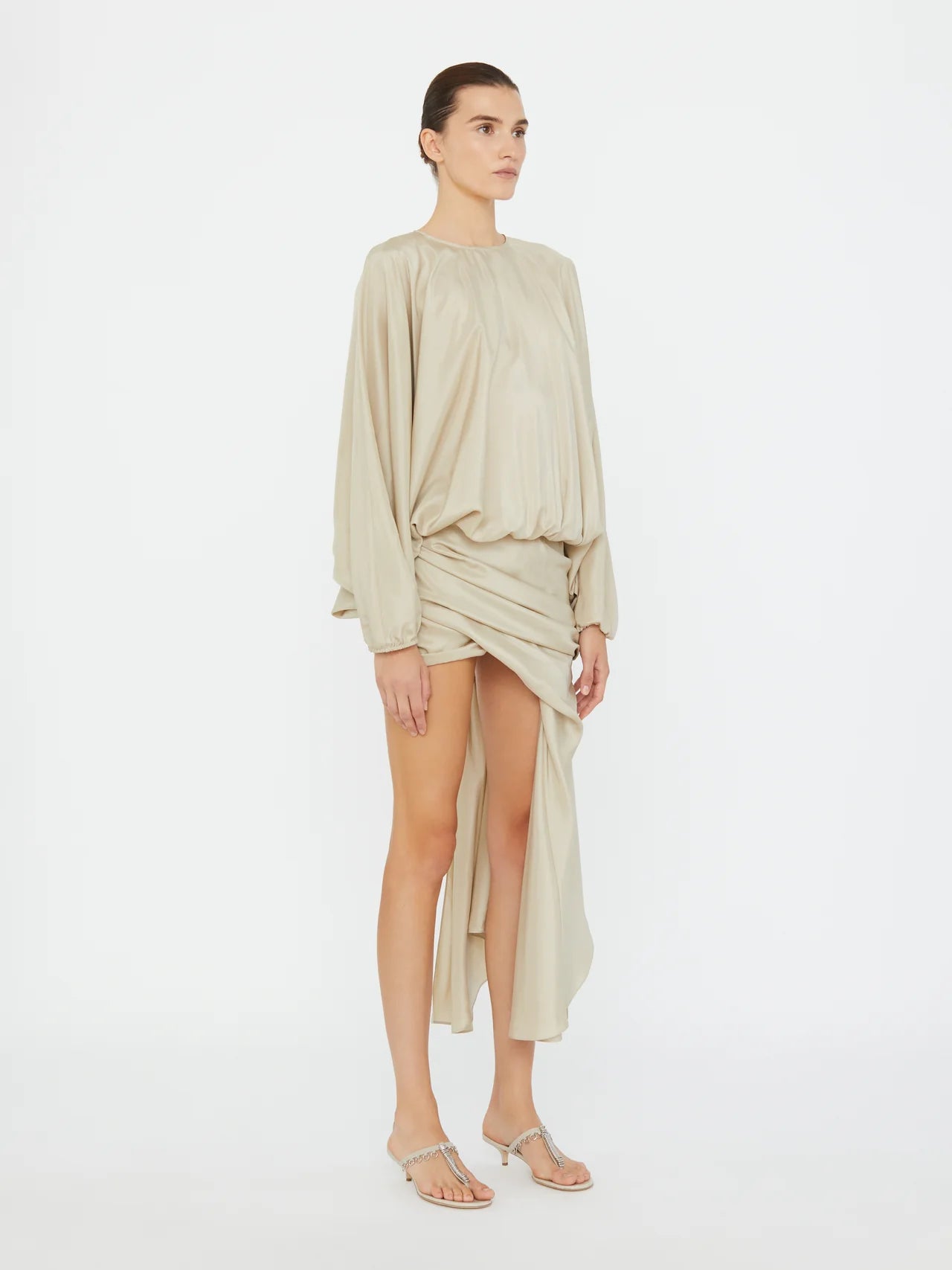 PARACHUTE SILK DRAPE MINI DRESS