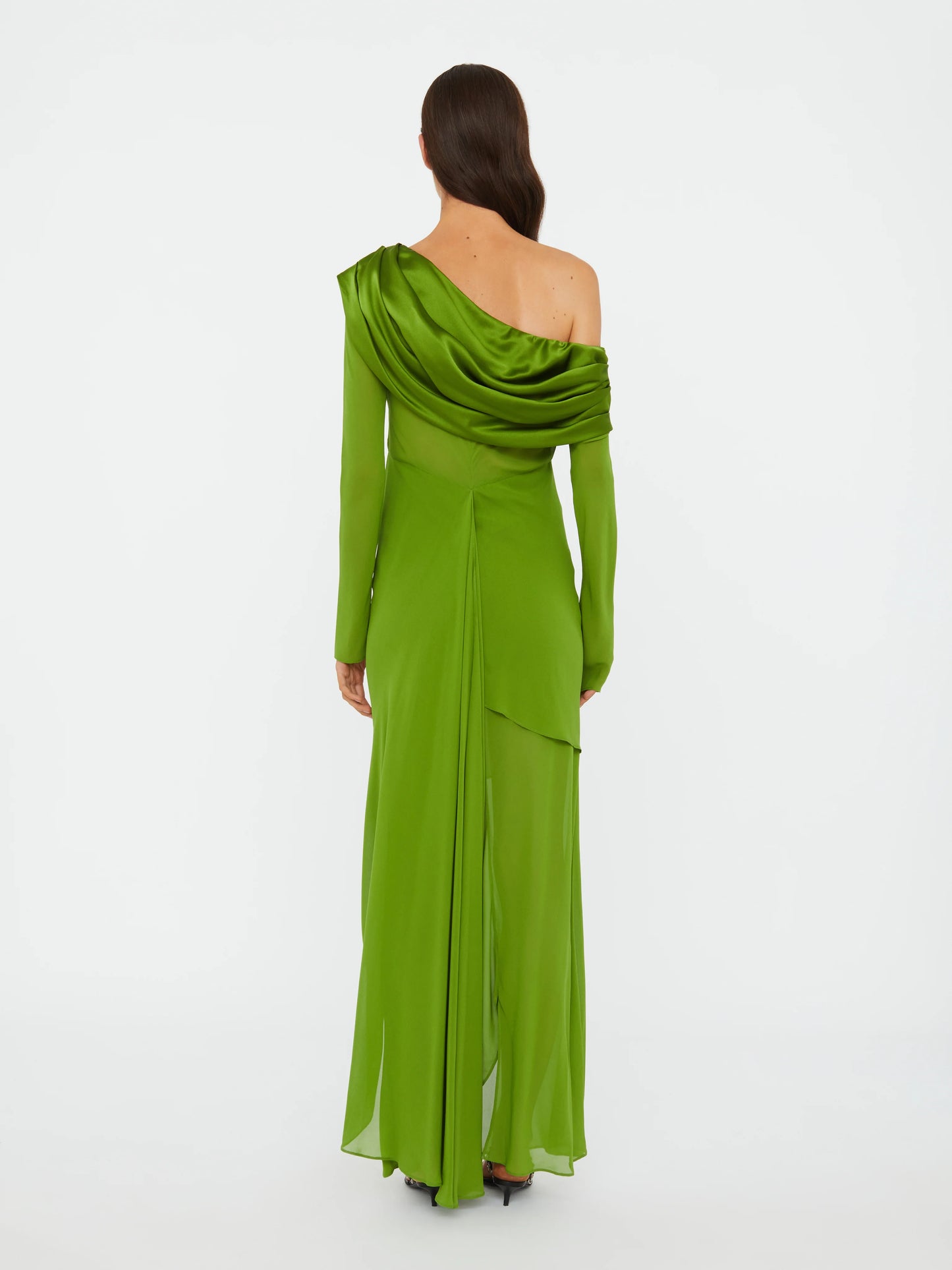 SILK DRAPED SHAWL DRESS