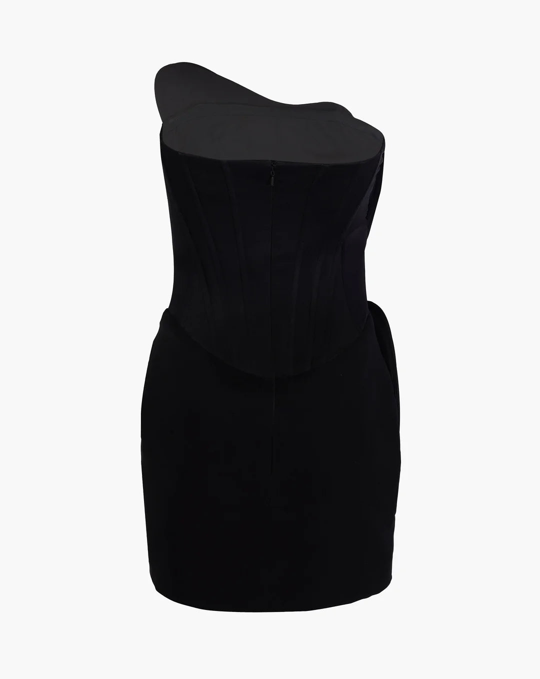BLACK SCULPTED MINI DRESS