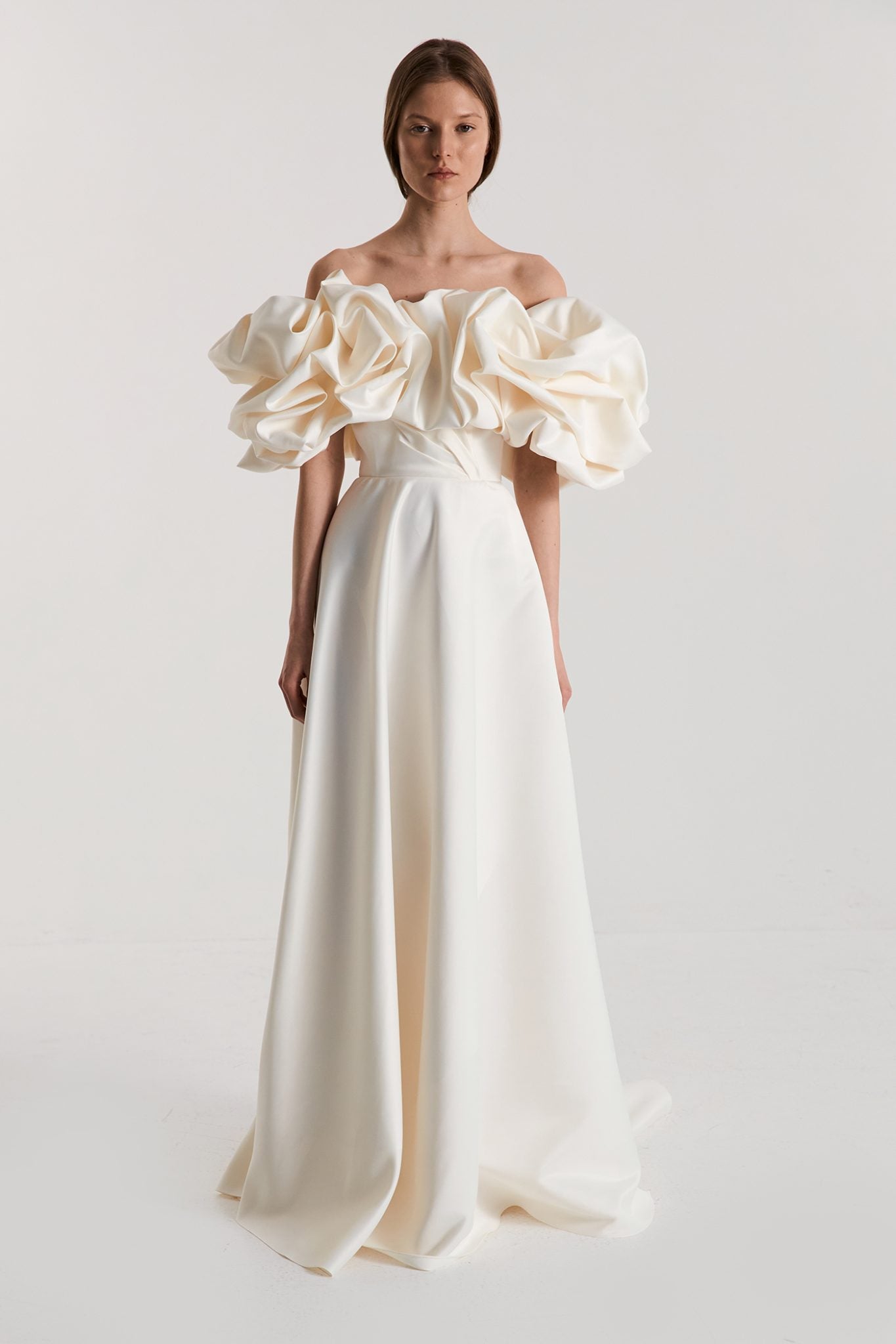 CORSET DRESS WITH MERINGUE FLOUNCES
