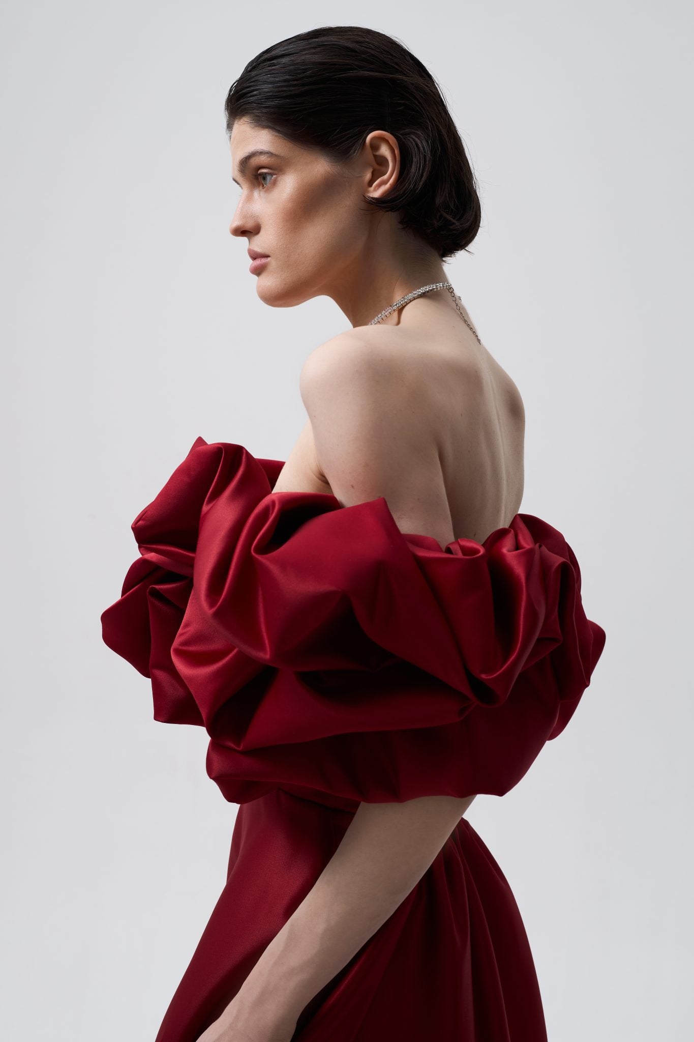 CORSET DRESS WITH MERINGUE FLOUNCES