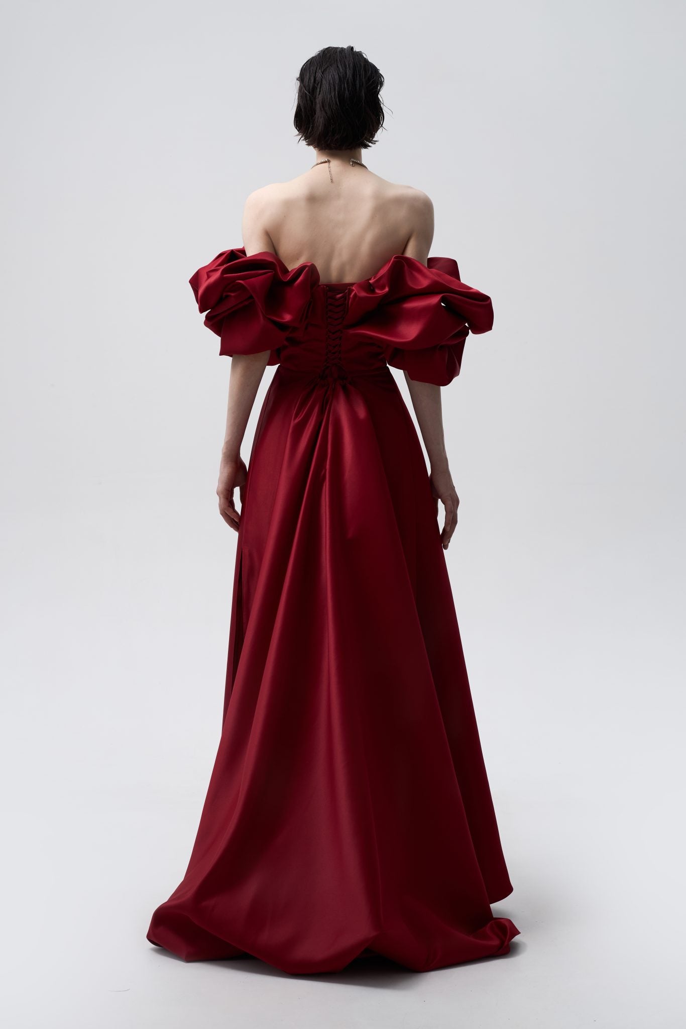CORSET DRESS WITH MERINGUE FLOUNCES
