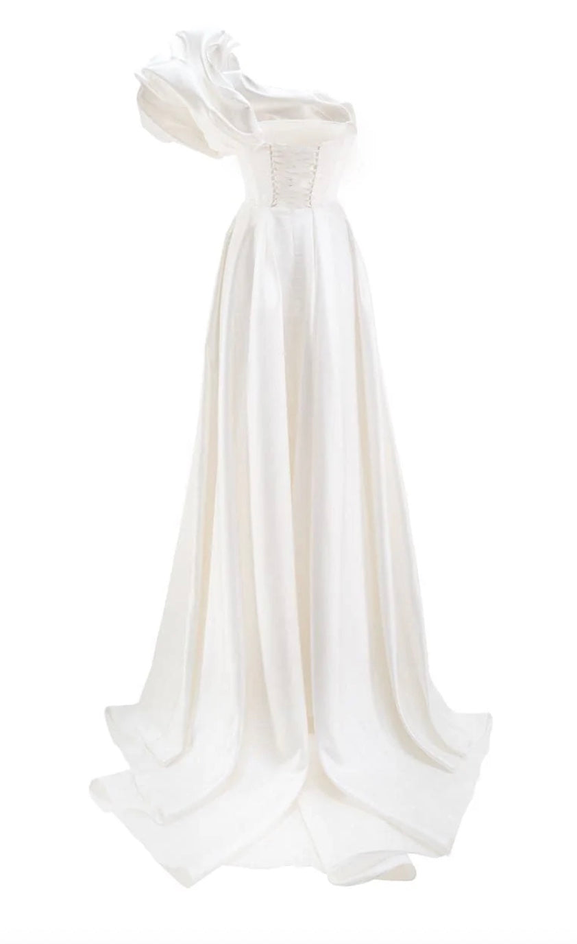 ASYMMETRICAL FLOUNCE FULL SKIRT GOWN