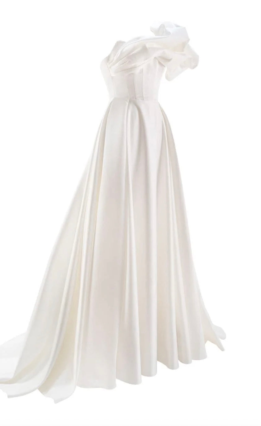 ASYMMETRICAL FLOUNCE FULL SKIRT GOWN