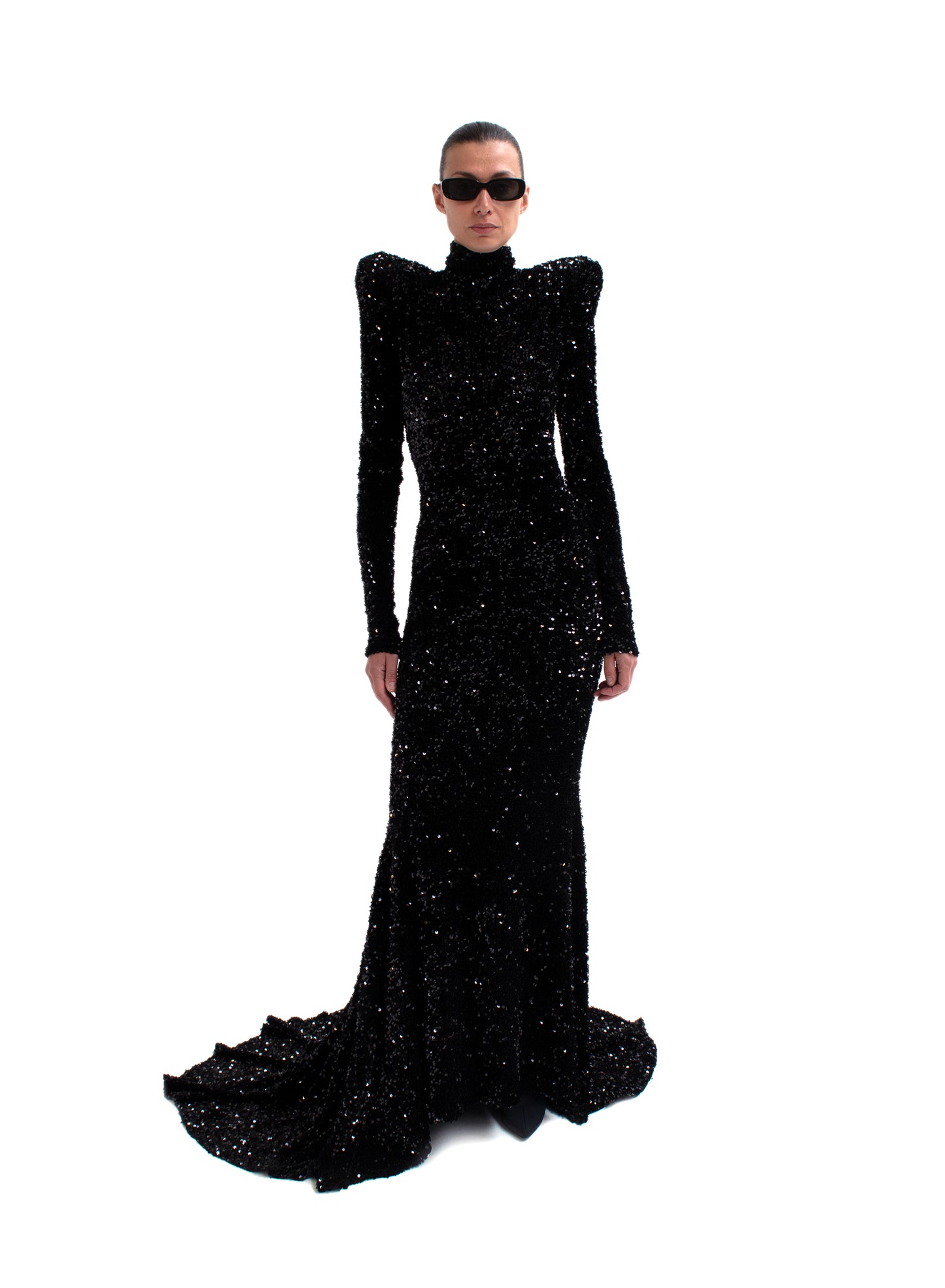 Rounded Shoulder Nia Gown - Sequin