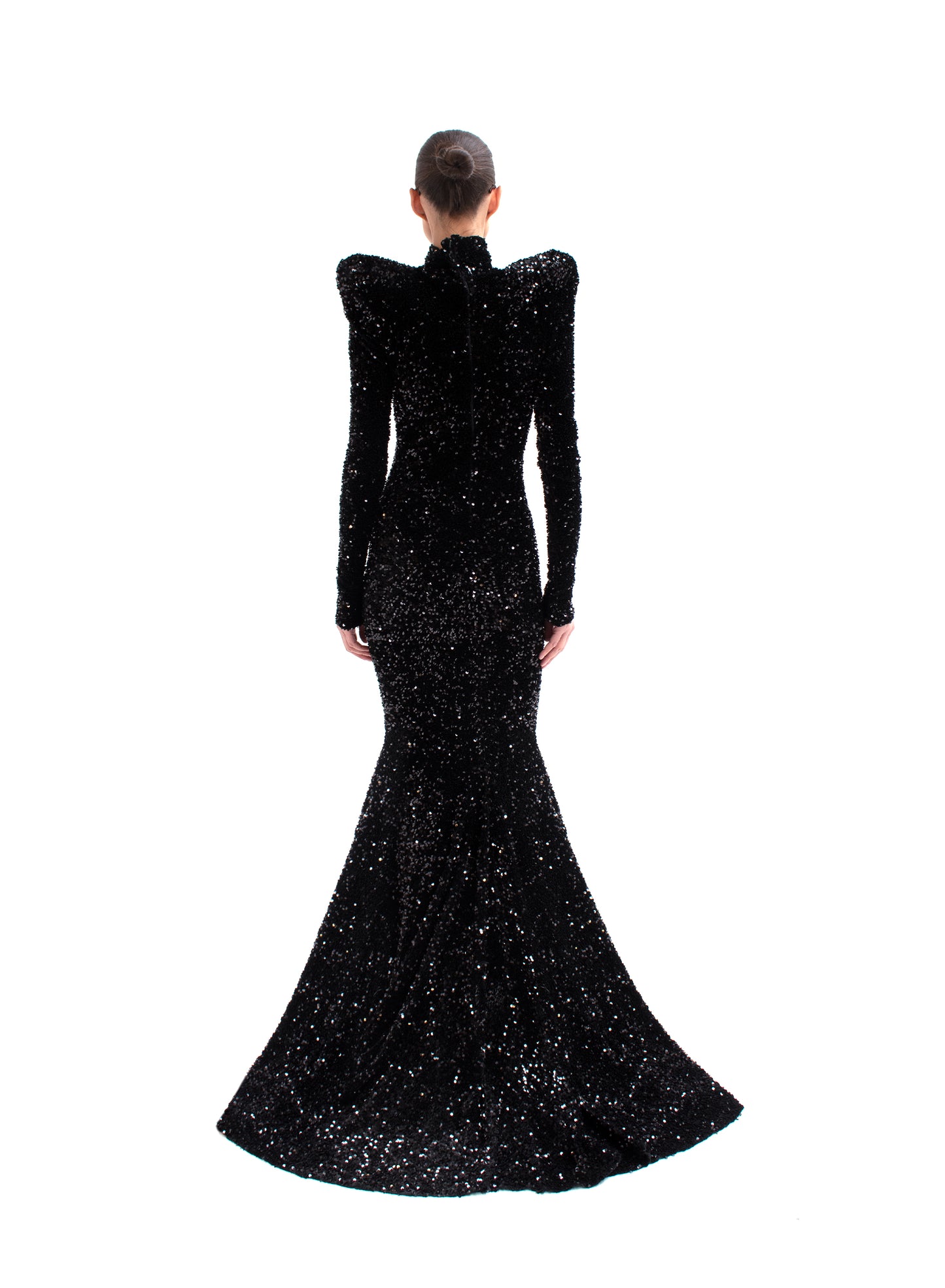 Rounded Shoulder Nia Gown - Sequin