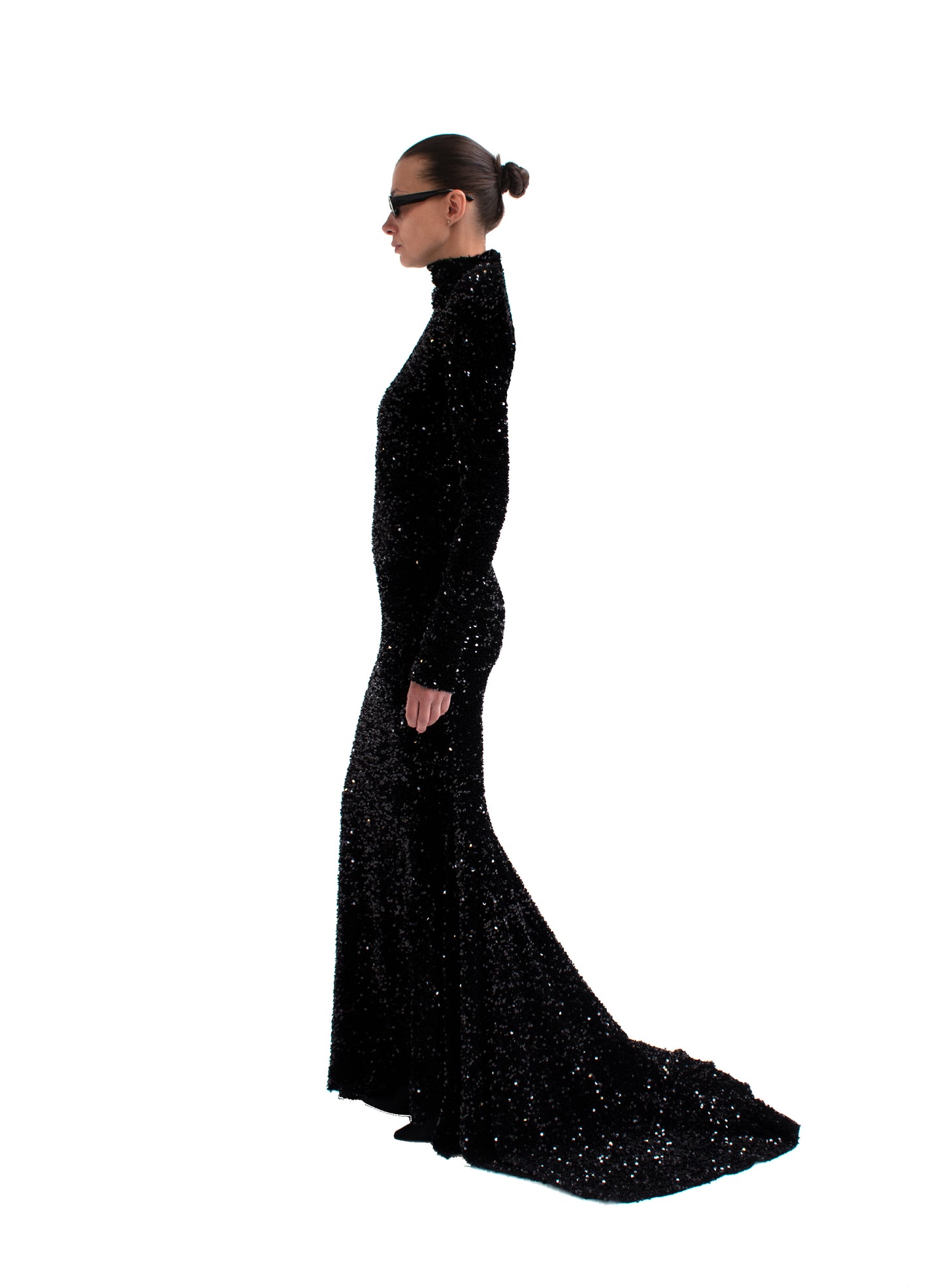 Rounded Shoulder Nia Gown - Sequin