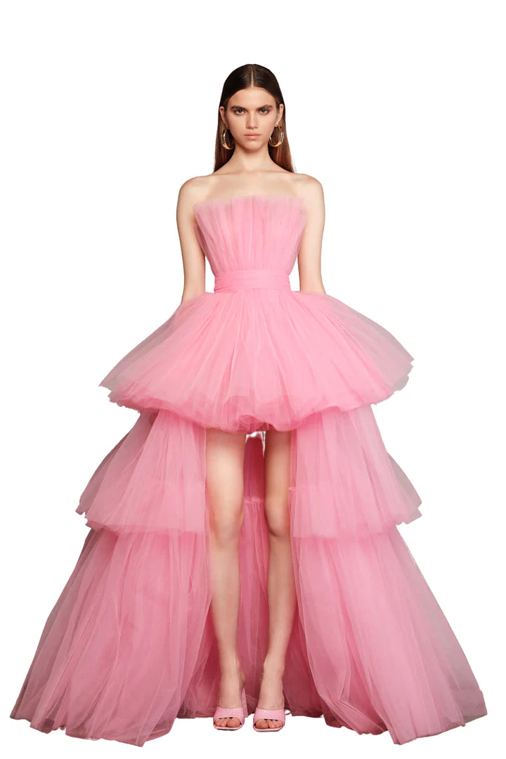 ANNA PINK TIERED MAXI DRESS