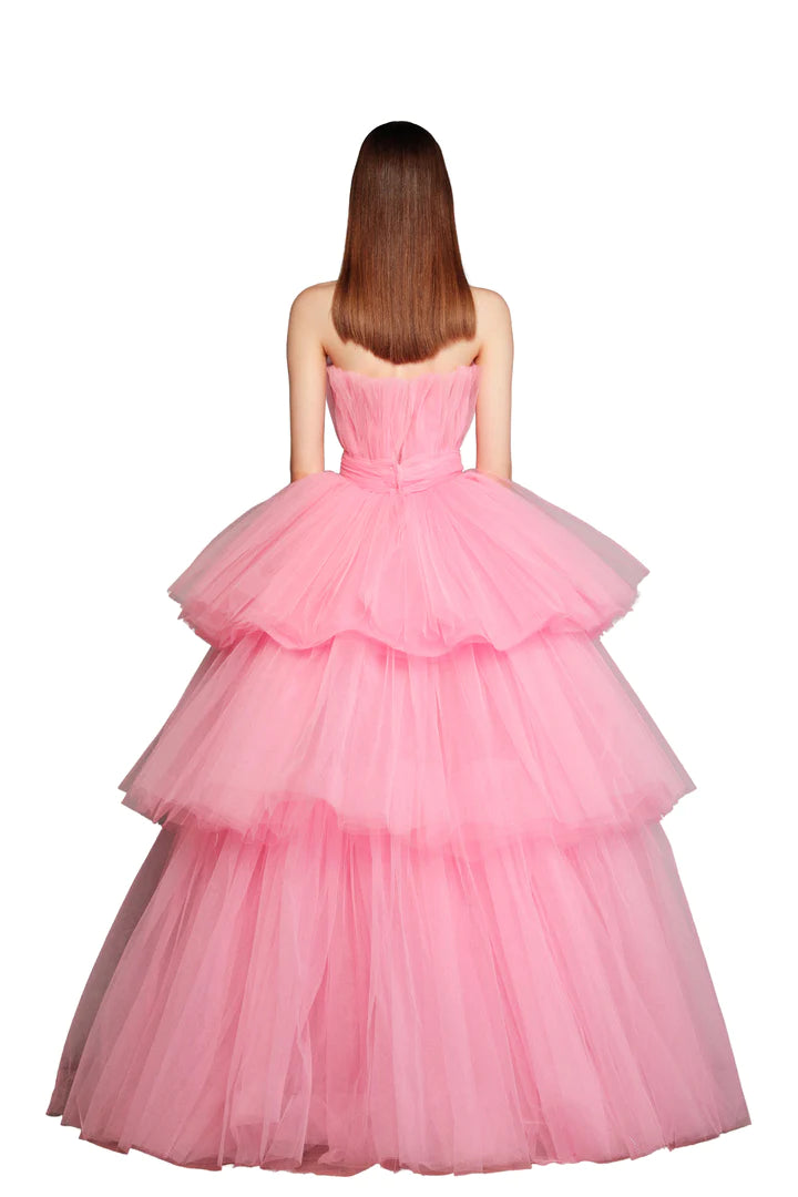 ANNA PINK TIERED MAXI DRESS