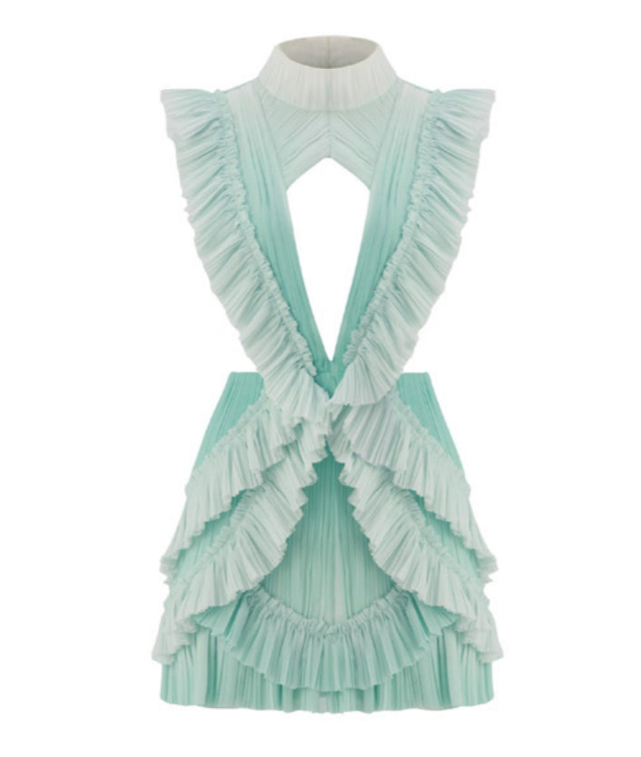 DRAPED CUT DEGRADE MINI DRESS