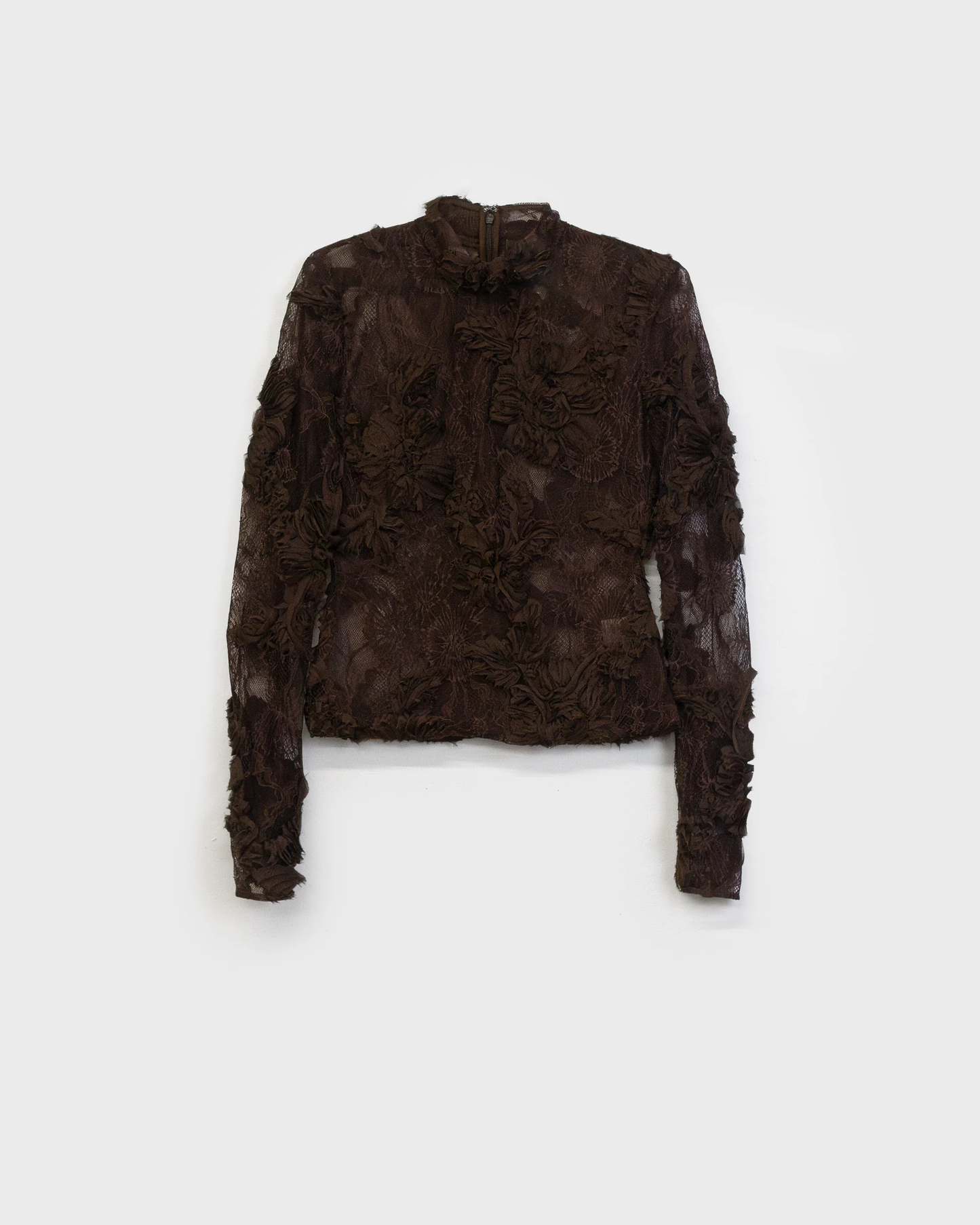 THE FREJA TOP IN DARK BROWN LACE