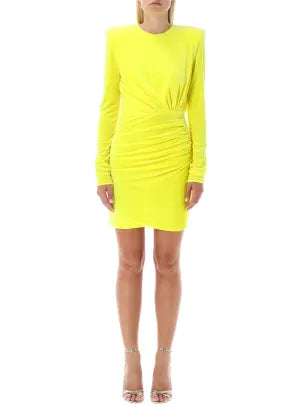 RUCHED STRECH VELVET MINI DRESS