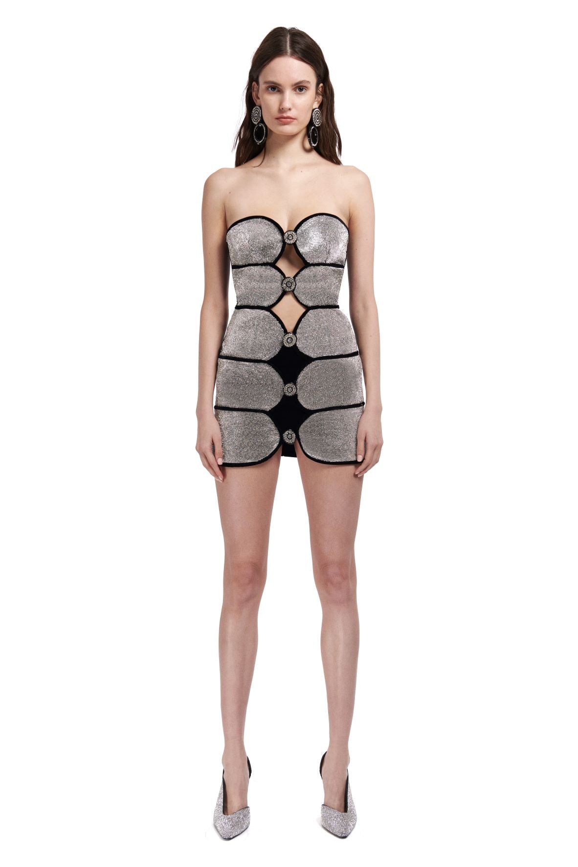 CRYSTAL-EMBELLISHED STRAPLESS MINI DRESS