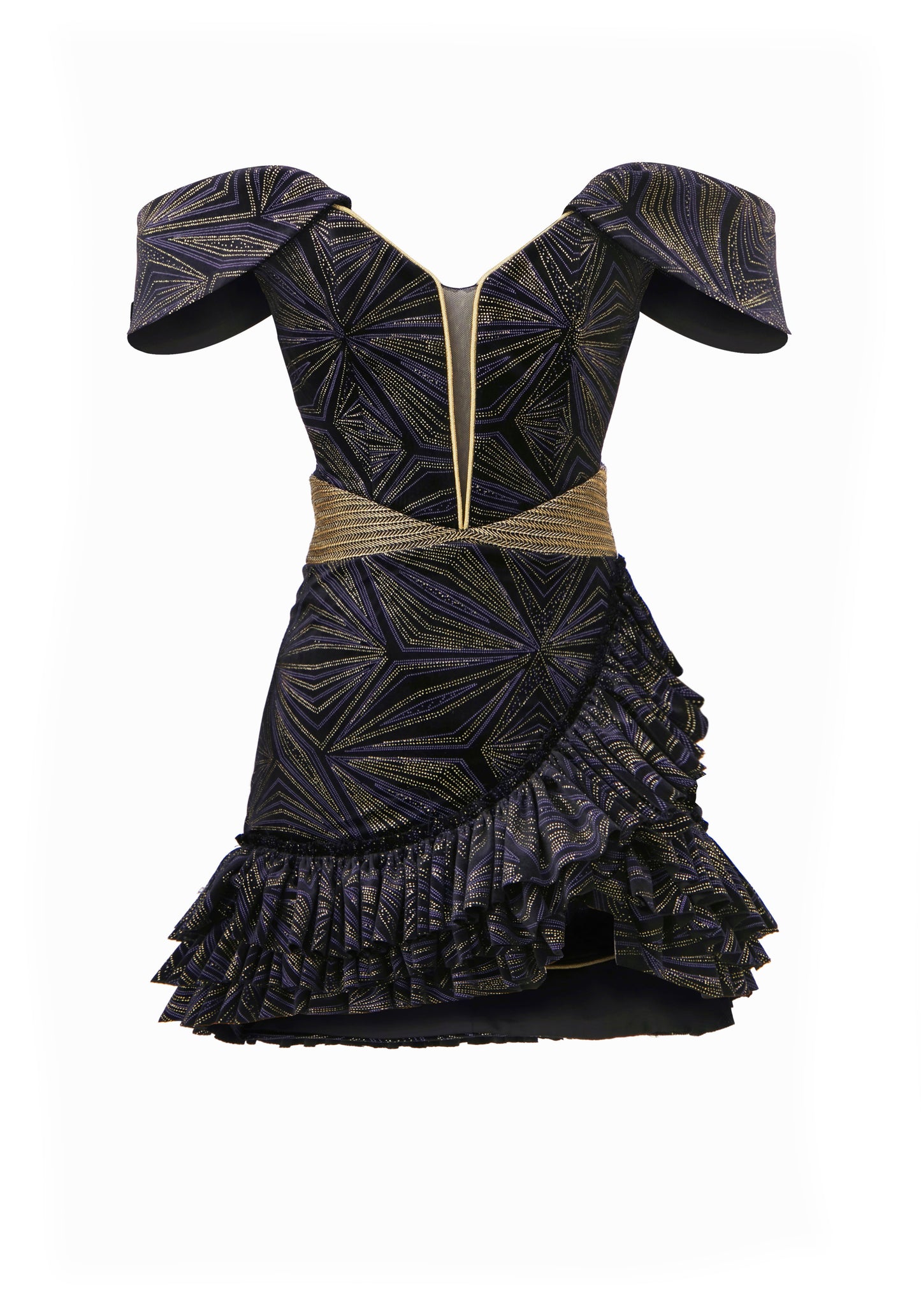 Ruffled Velvet Mini Dress