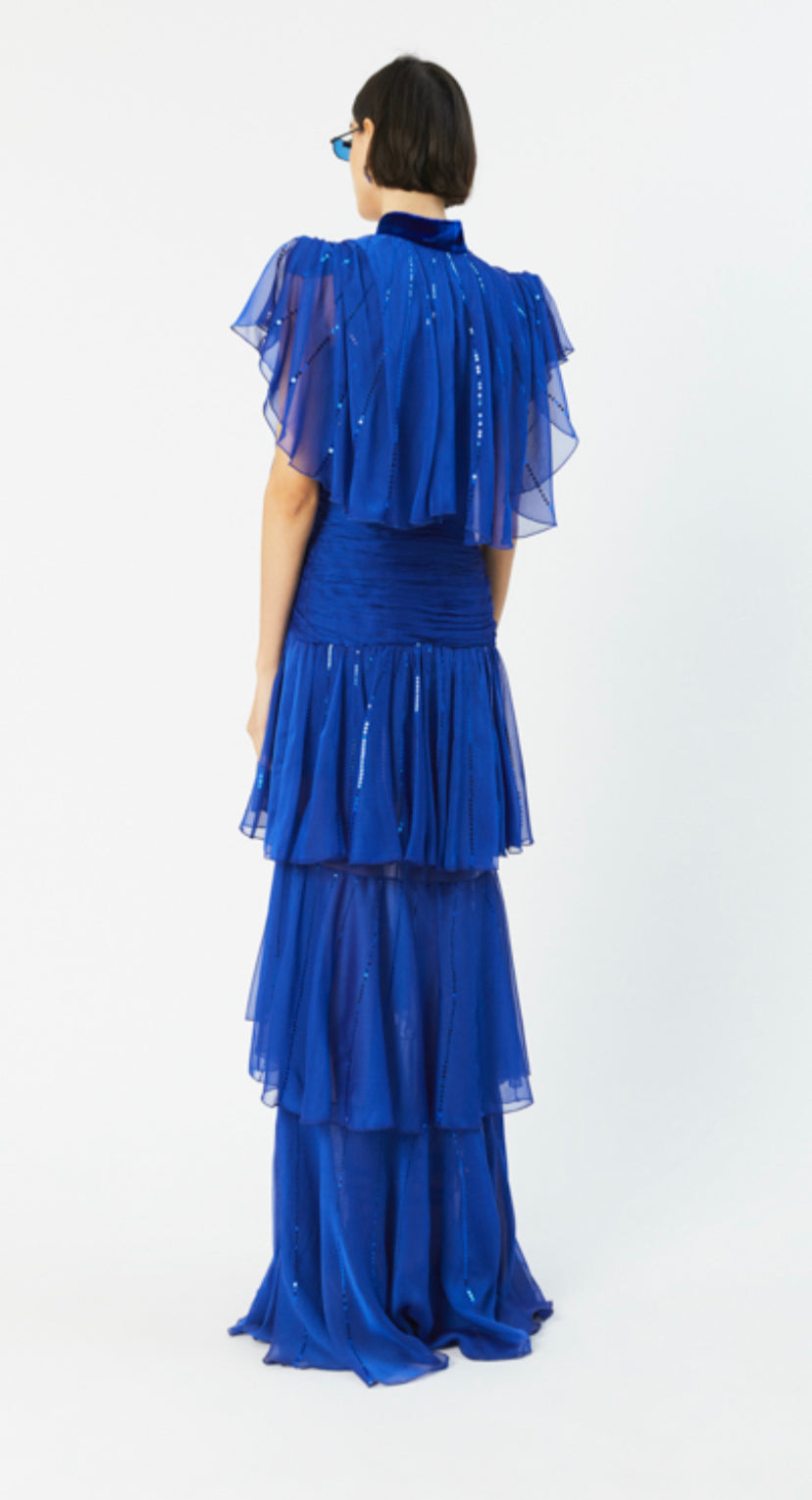 RUFFLED TULLE MAXI DRESS