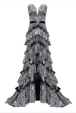 STRAPLESS RUFFLED MAXI DRESS