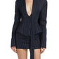 NAVY FITTED TAILORED BLAZER WITH NECKTIE DETAIL