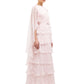 BLOCK PINK RUFFLE GOWN - TRIM AT NECK