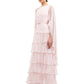 BLOCK PINK RUFFLE GOWN - TRIM AT NECK