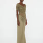 CROSSED TULLE RUCHED DRESS