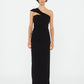 BEACH GLASS DRAPED JERSEY STRAPLESS DRESS