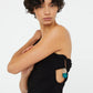 BEACH GLASS DRAPED JERSEY STRAPLESS DRESS