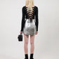 THE CHERRY SKIRT IN METALLIC SILVER