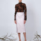 THE CLARISSA PENCIL SKIRT IN PALE PINK BROCADE