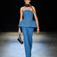 EMMI CORSET TOP IN BLUE DENIM