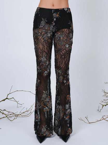 THE LENNON PANTS IN EMBROIDERED LACE