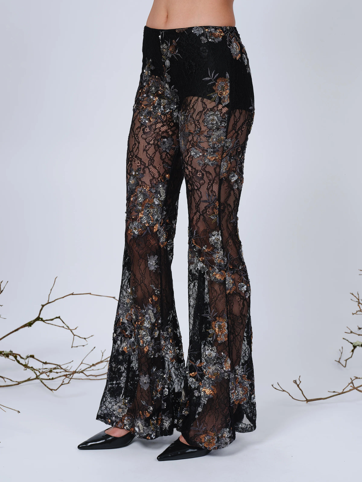 THE LENNON PANTS IN EMBROIDERED LACE