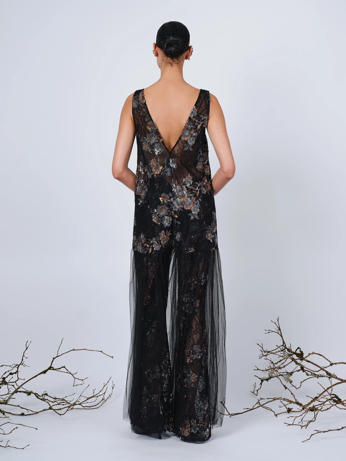 THE ANASTASIA DRESS IN REFLECTIVE ENBROIDERED LACE