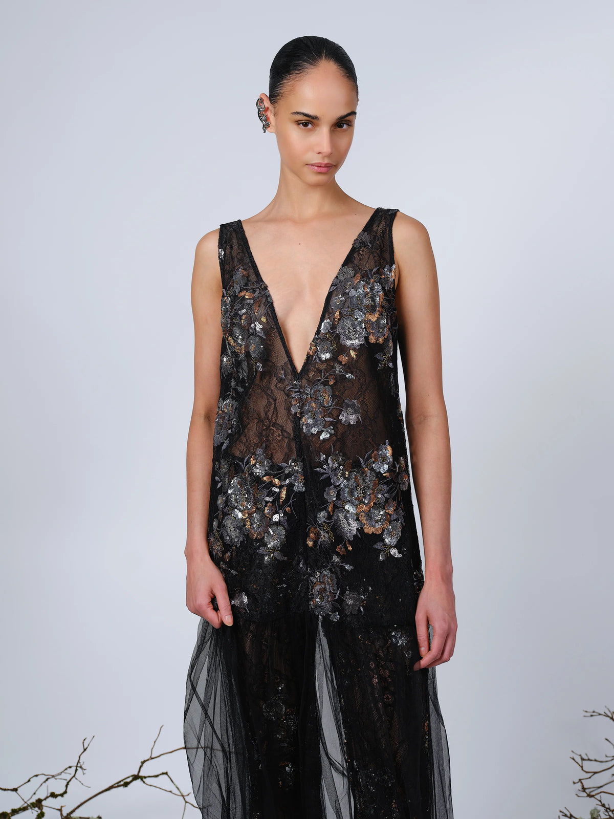 THE ANASTASIA DRESS IN REFLECTIVE ENBROIDERED LACE