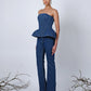 EMMI CORSET TOP IN BLUE DENIM