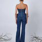 EMMI CORSET TOP IN BLUE DENIM