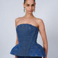 EMMI CORSET TOP IN BLUE DENIM