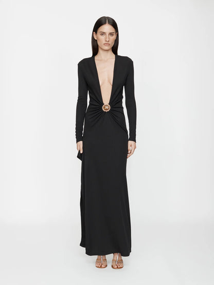 MINERAL STONE CASCADE LONG SLEEVE DRESS