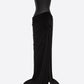STRAPLESS LONGLINE ASYMMETRIC GOWN IN LEATHER & DRY JERSEY